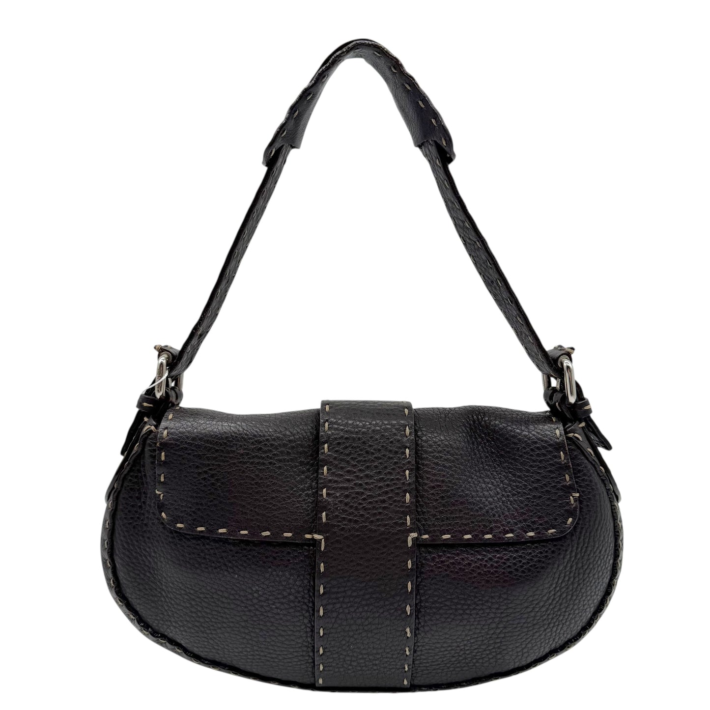 Fendi Selleria Black Leather Shoulder Bag