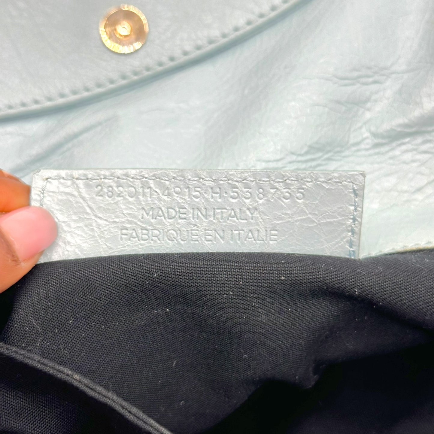 Balenciaga City Clutch Bag Light Blue Gold Hardware