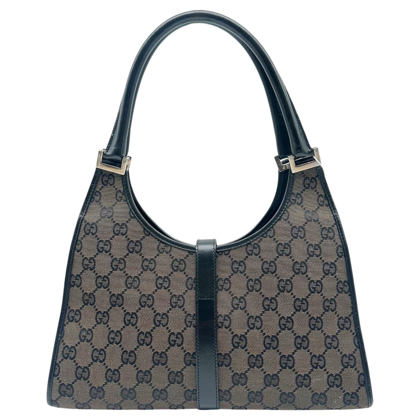 Gucci Jackie Shoulder Bag Brown Black Monogram Canvas