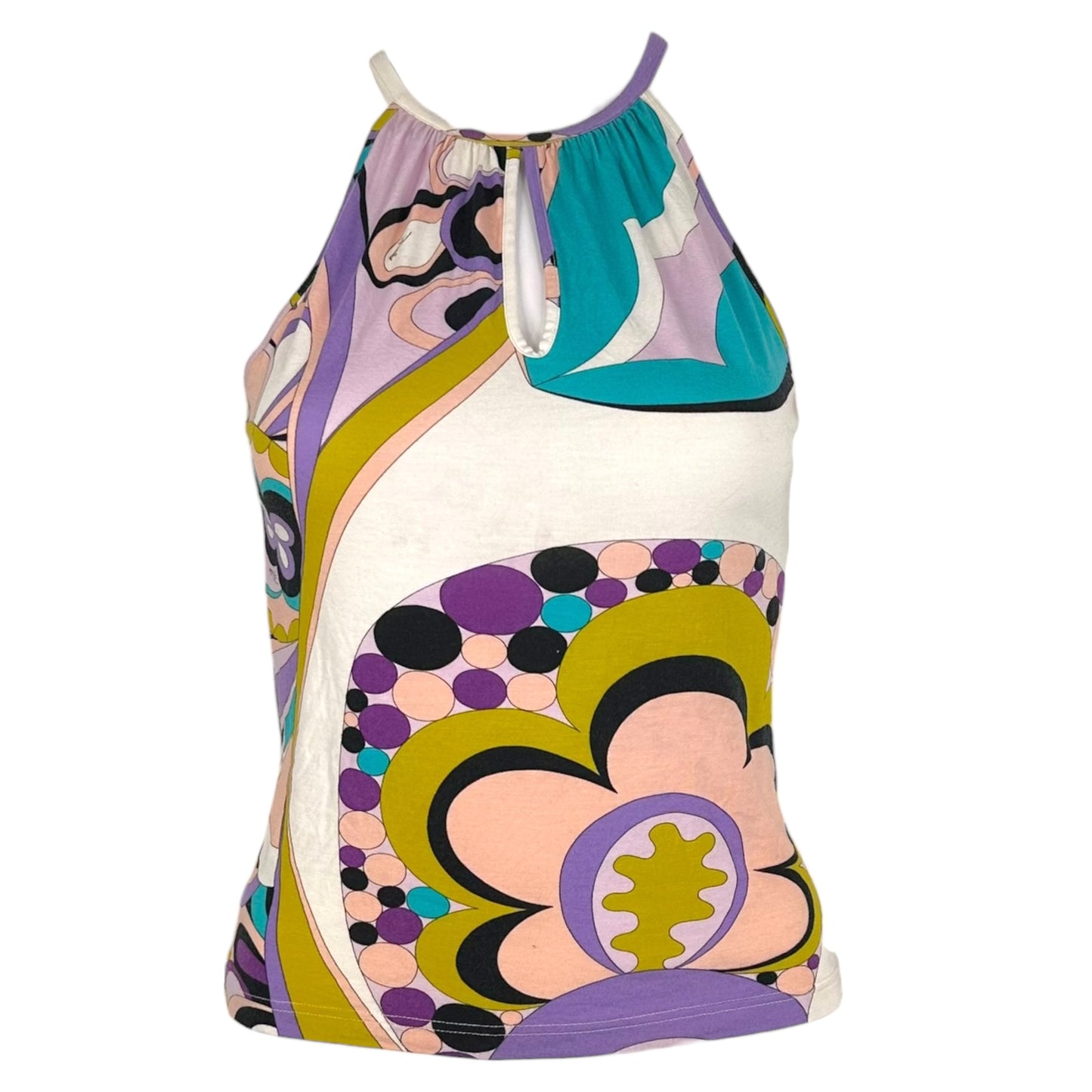 Emilio Pucci Purple & Teal Multi Printed Halter Cami