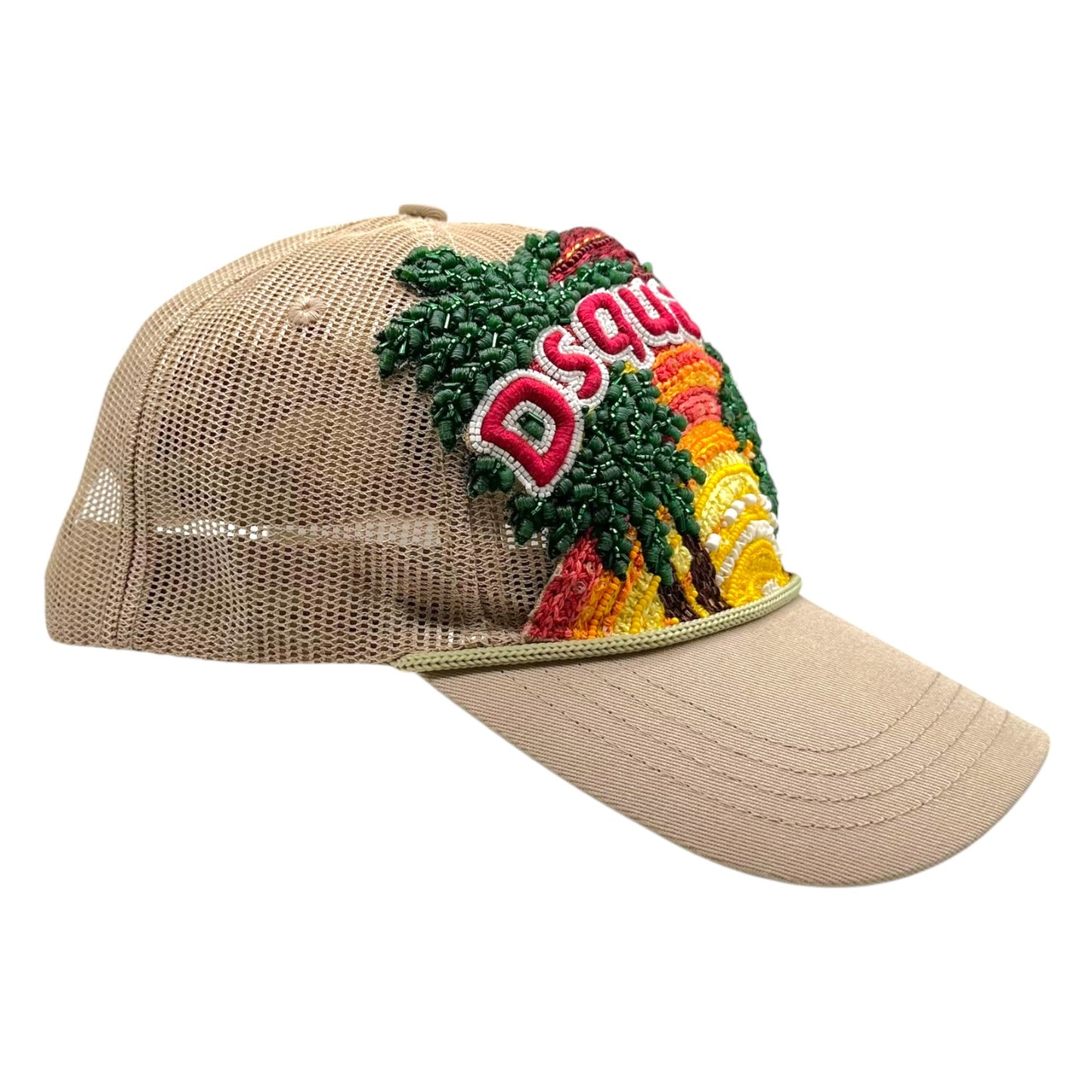 Dsquared2 Beaded Trucker Hat Beige Multicolor Sunset Logo