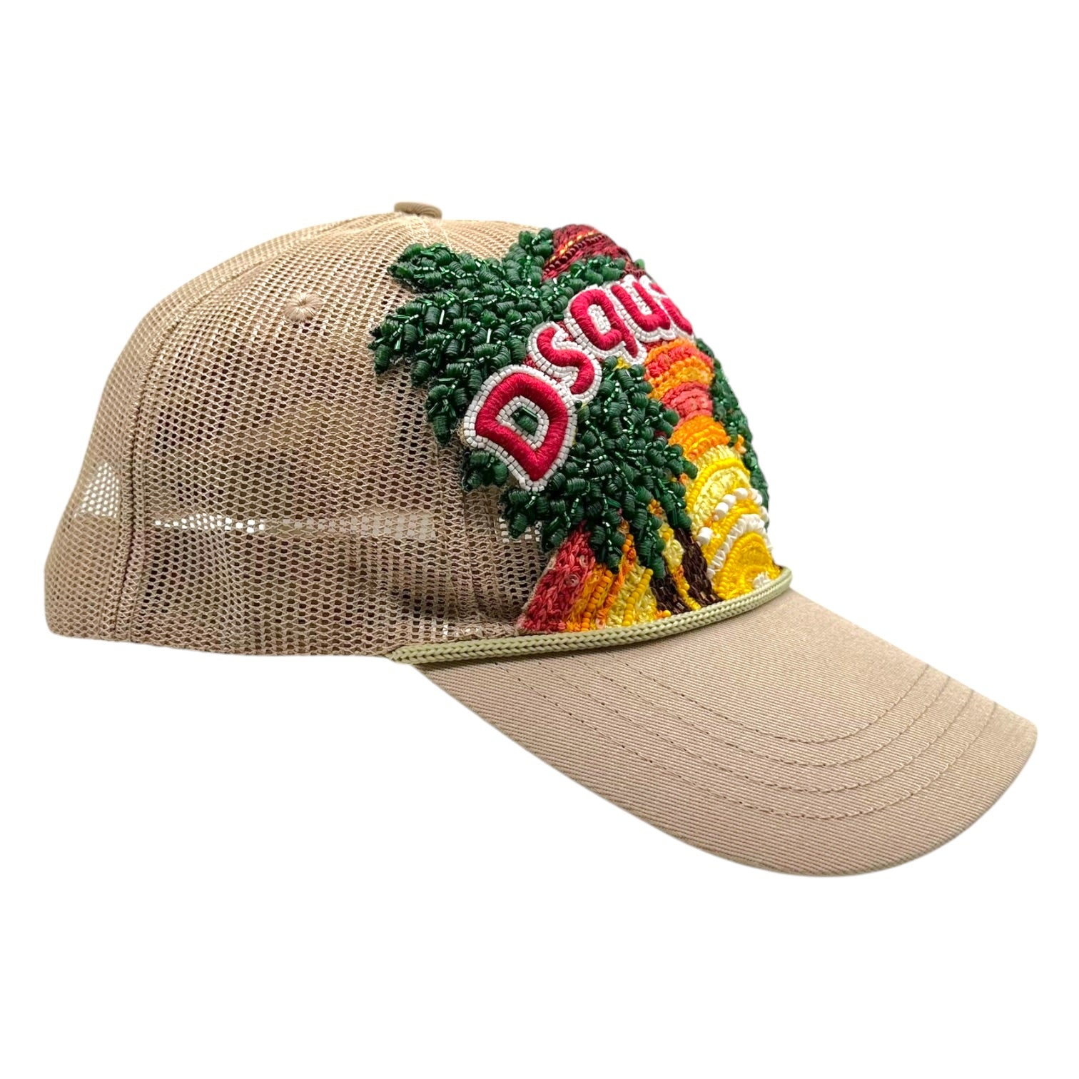 Dsquared2 Beaded Trucker Hat Beige Multicolor Sunset Logo
