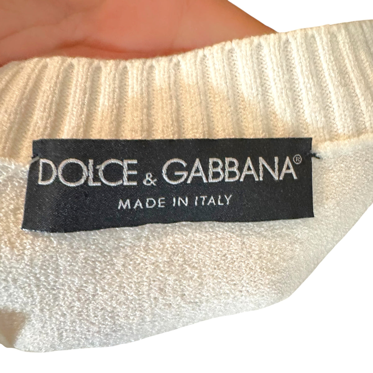 Dolce & Gabbana White Knit T-Shirt