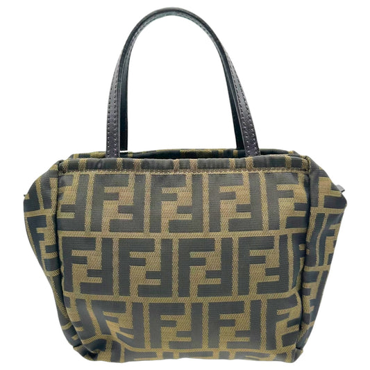 Fendi Brown Zucca Monogram Top Handle Pochette Bag