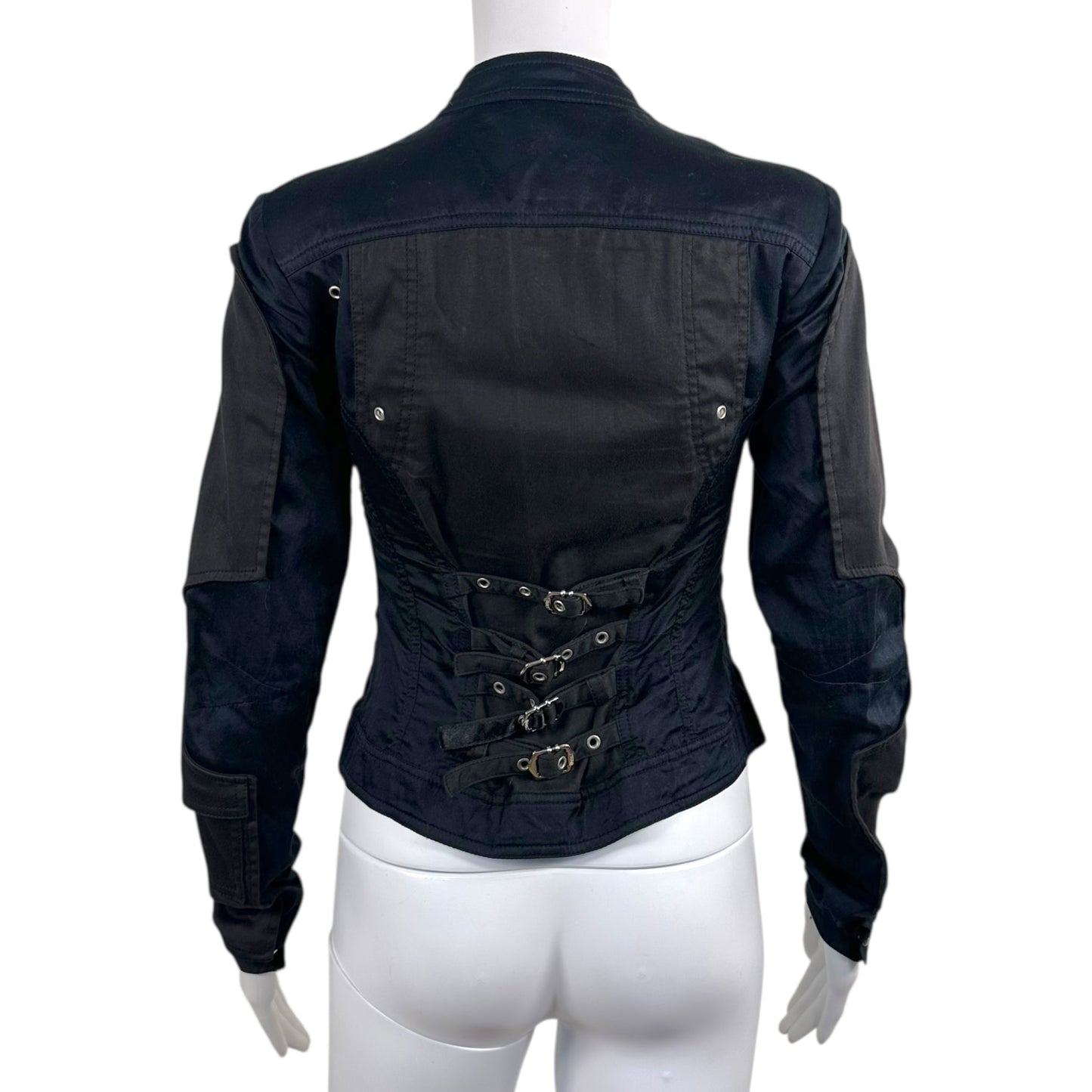 Just Cavalli Roberto Cavalli Grommet & Buckle Zip Up Long Sleeve Top - Outfit Repeater