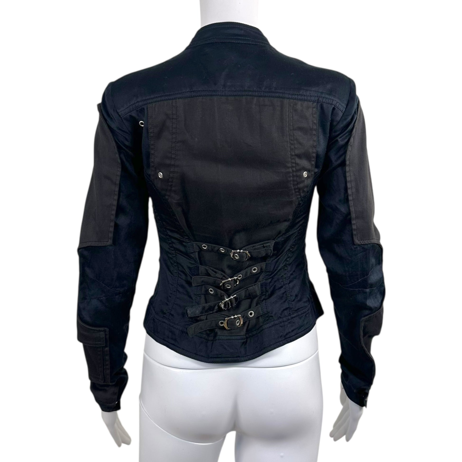 Just Cavalli Roberto Cavalli Grommet & Buckle Zip Up Long Sleeve Top - Outfit Repeater