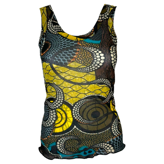 Jean Paul Gaultier Soleil Polka Dot & Swirl Print Mesh Tank Top