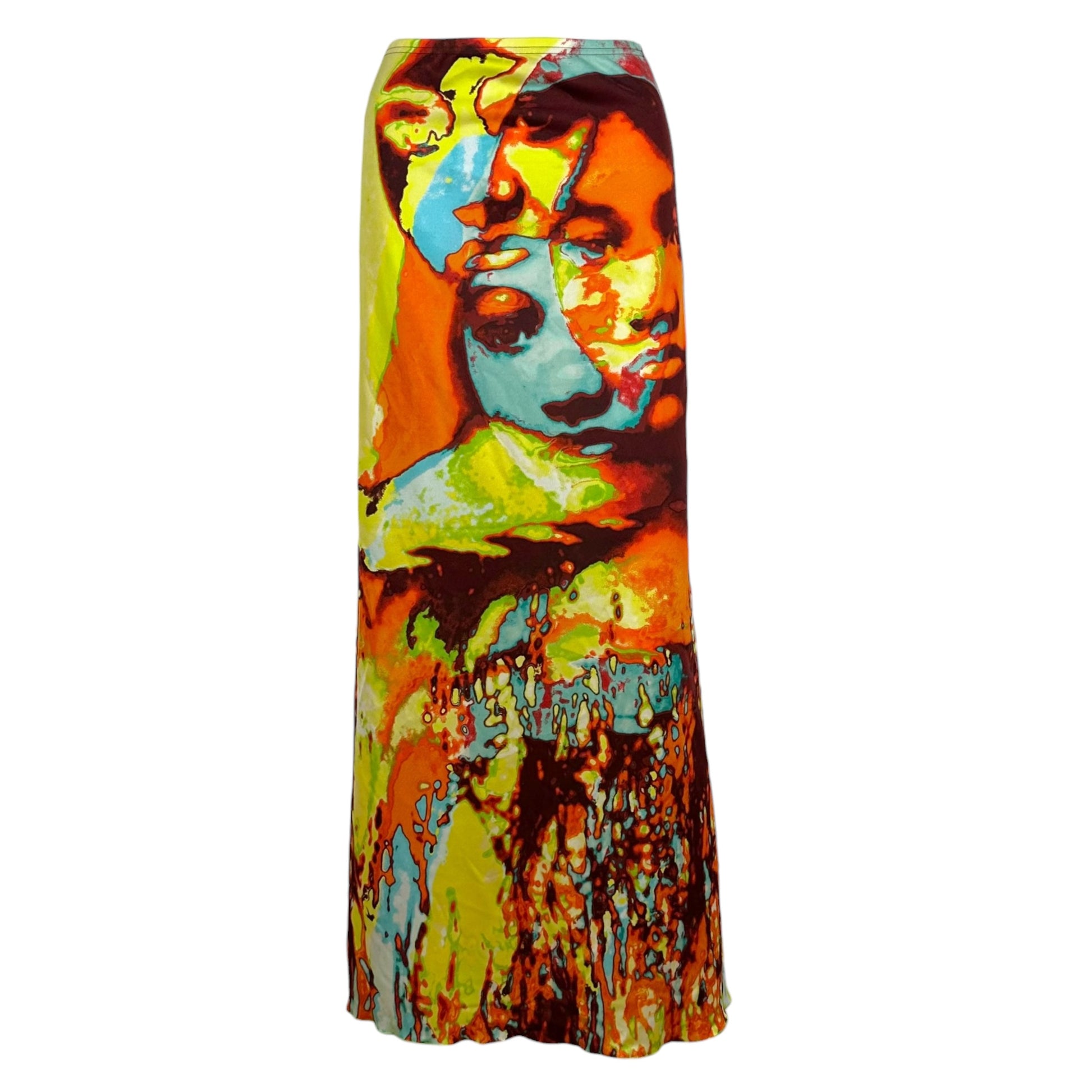 Jean Paul Gaultier Maxi Skirt Psychedelic Face Print Multicolor