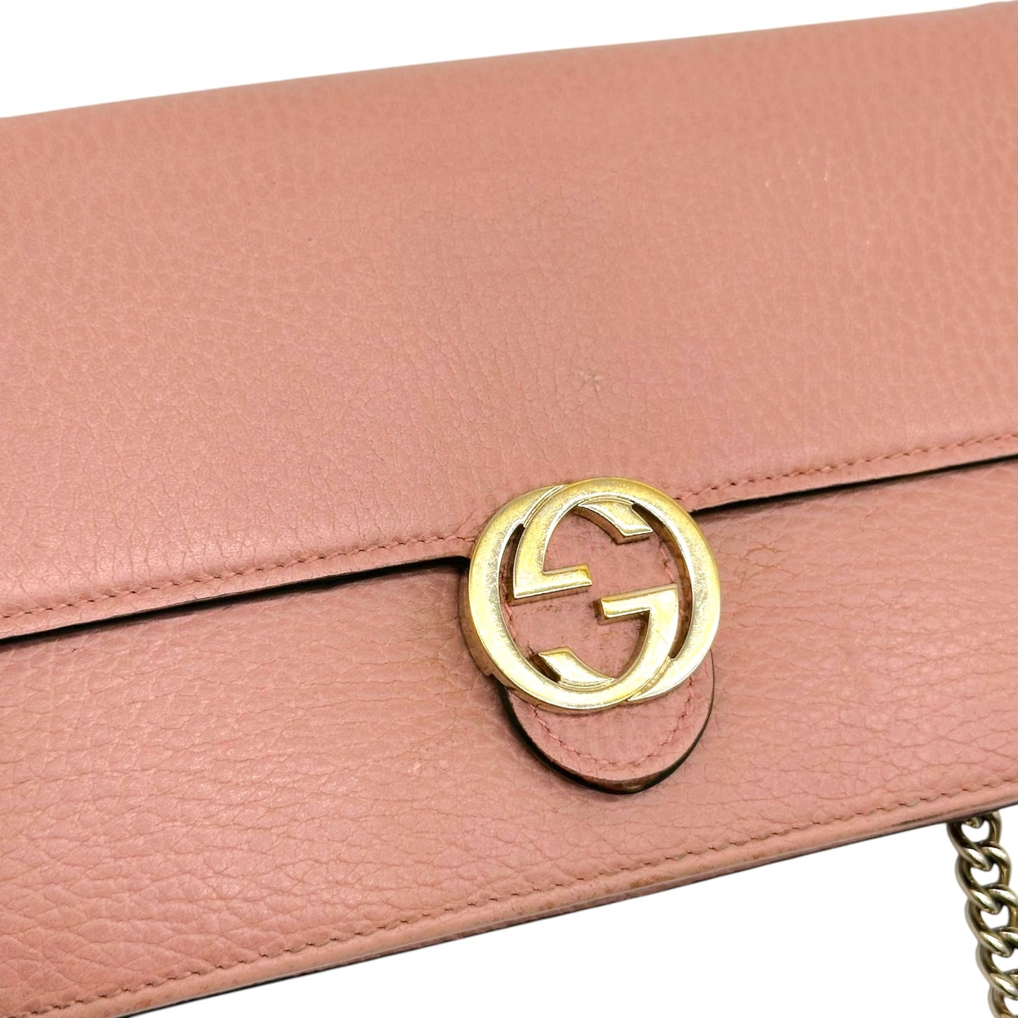 Gucci Crossbody Wallet-on-Chain Bag Blush Pink Leather