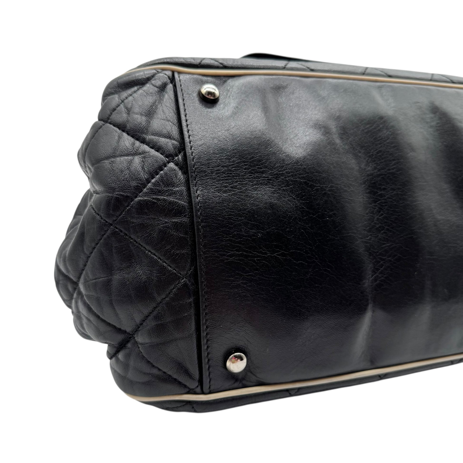 Chanel Black Matelasse Large East West Accordion Flap Bag 2006-08 - Outfit Repeater