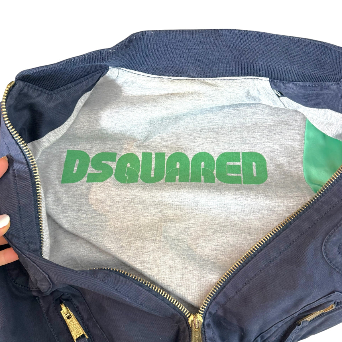 Dsquared2 Navy Blue Cropped Bomber Jacket