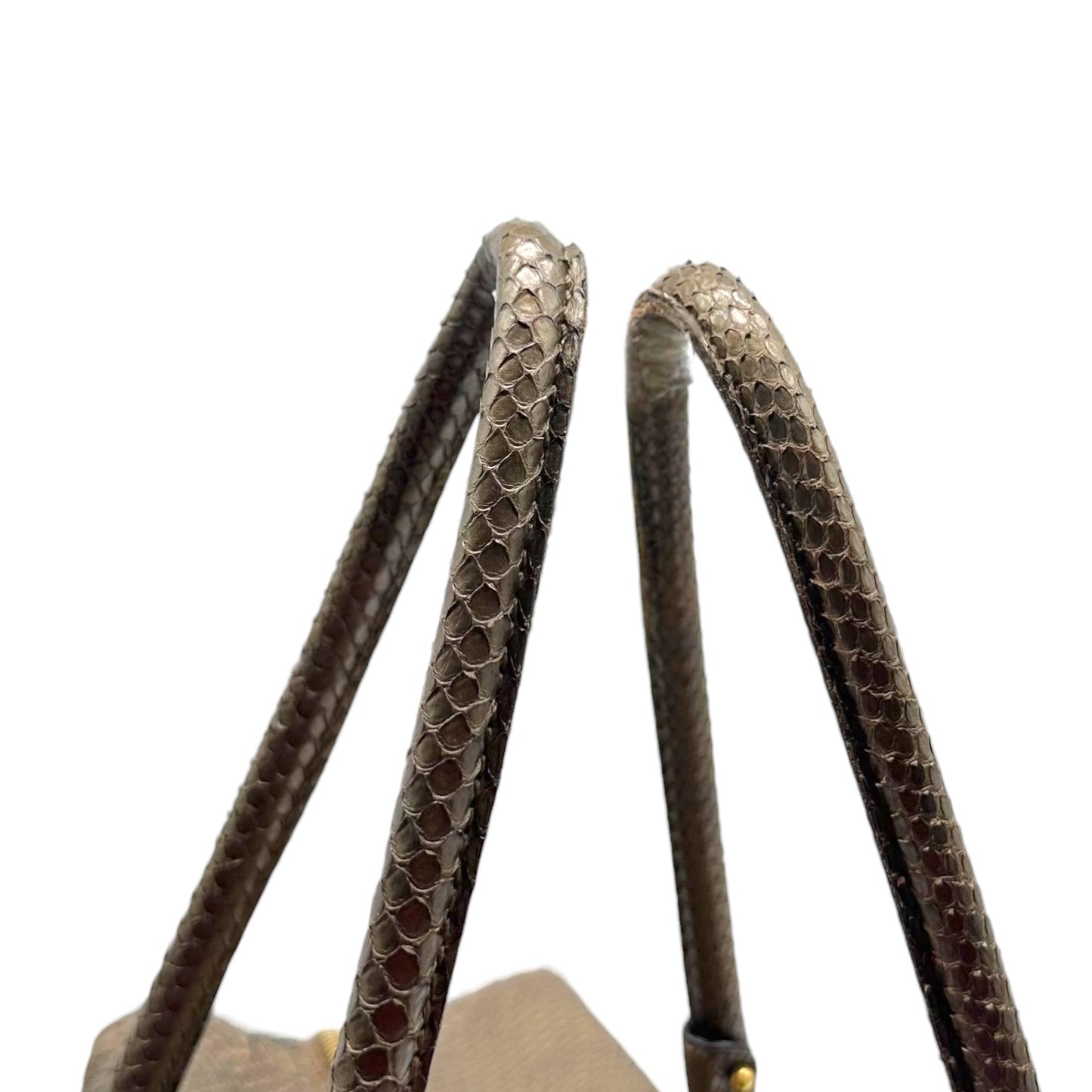 Salvatore Ferragamo Metallic Brown Python Shoulder Tote Bag