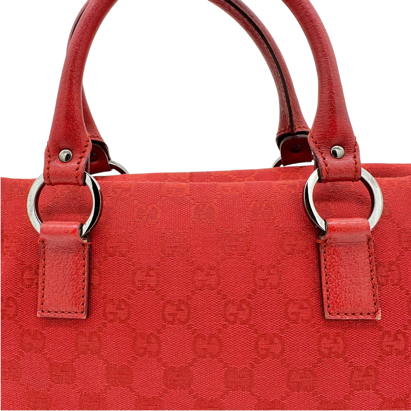 Gucci Red Monogram Canvas Boston Bag