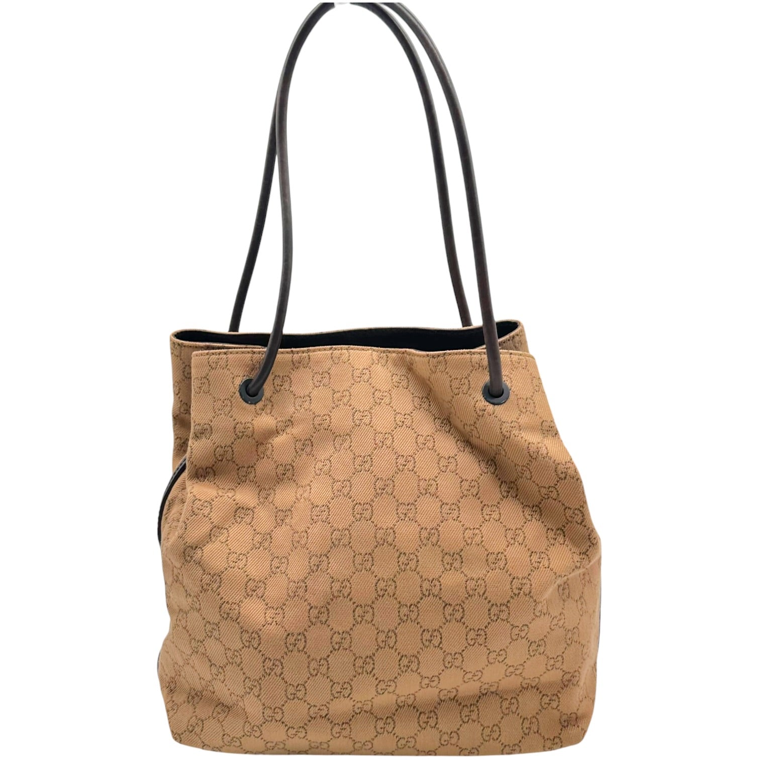 Gucci Tan Monogram Drawstring Slouchy Tote Bag