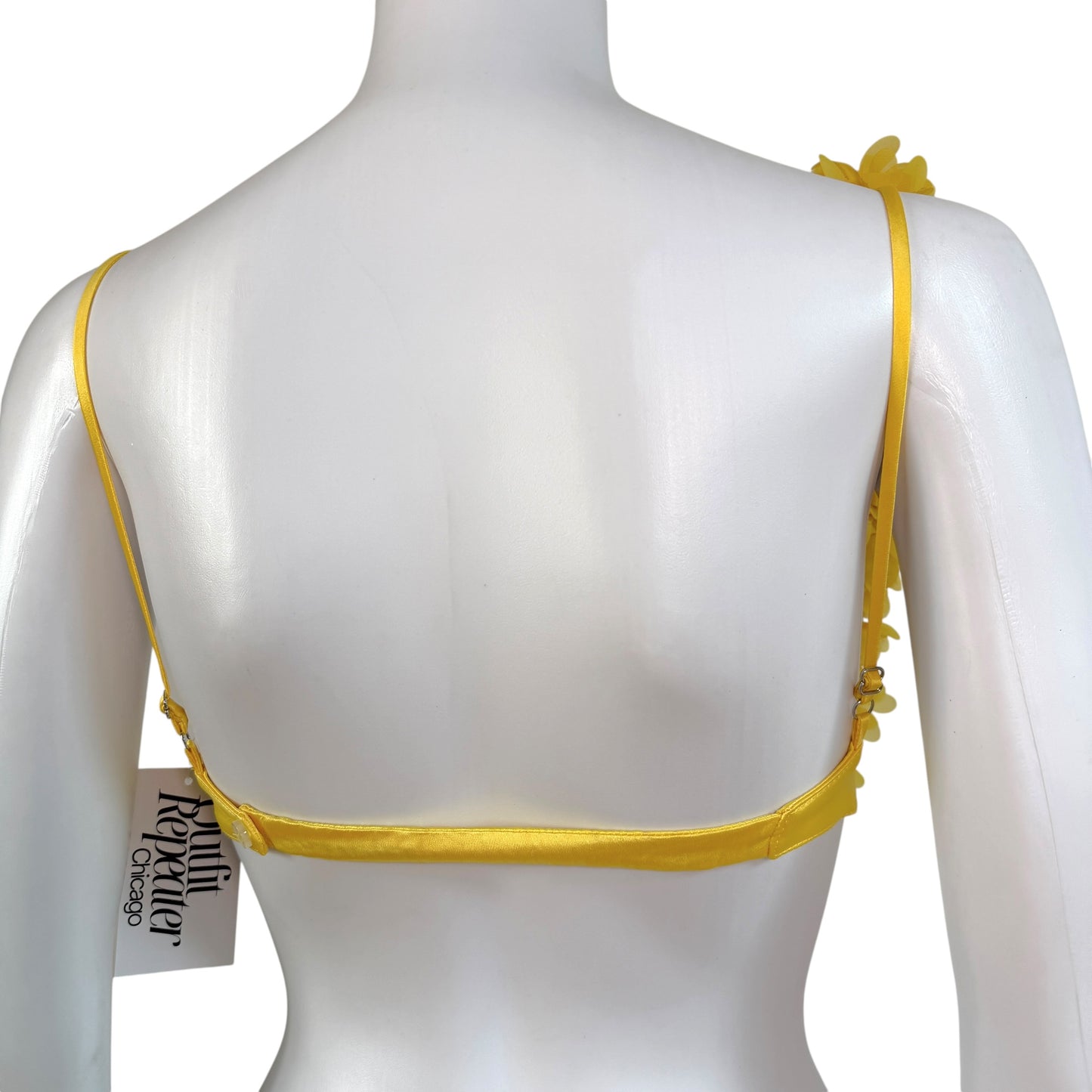 Fanci Club Yellow Floral Satin Demi Bra Top