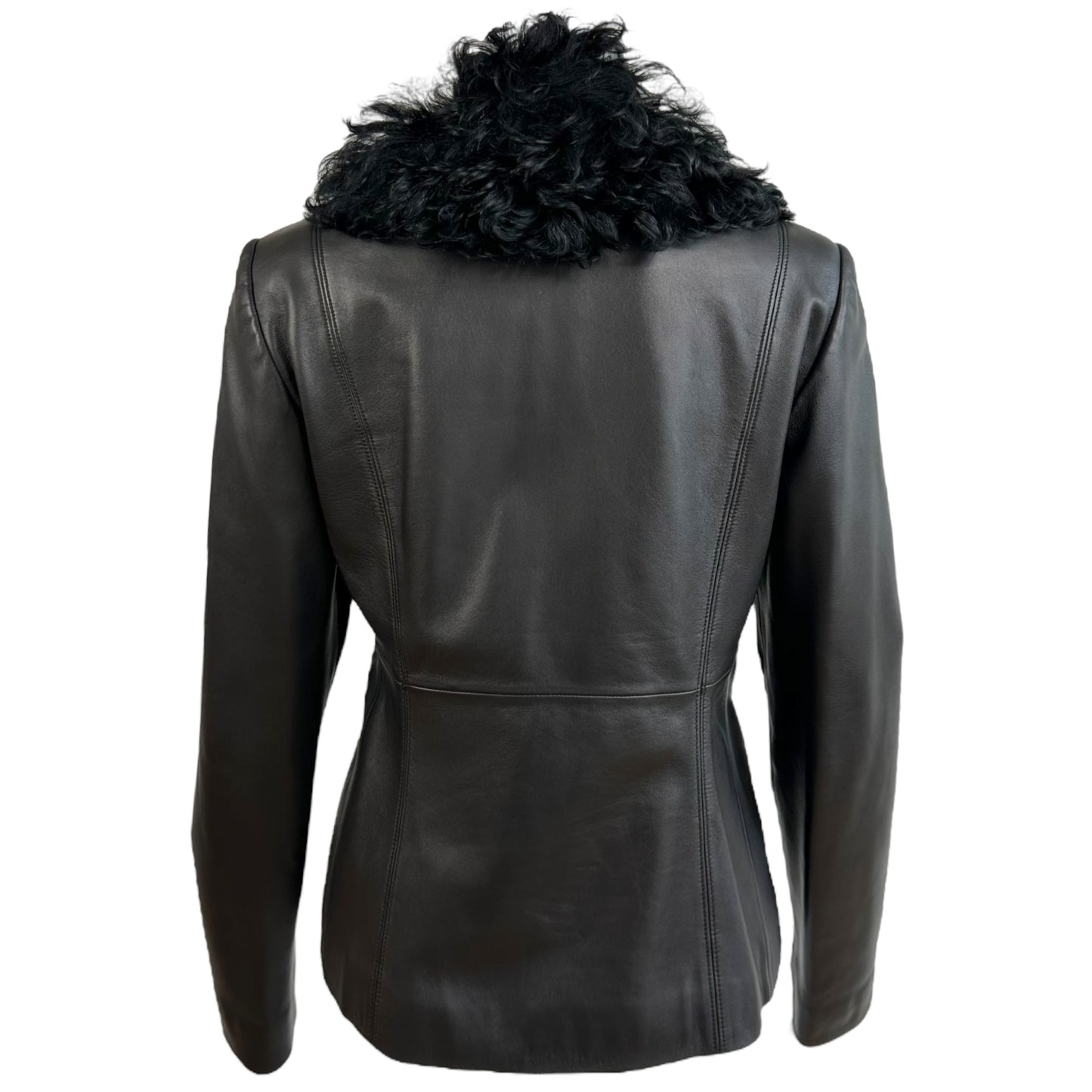 Loewe Black Fur Collar Leather Jacket