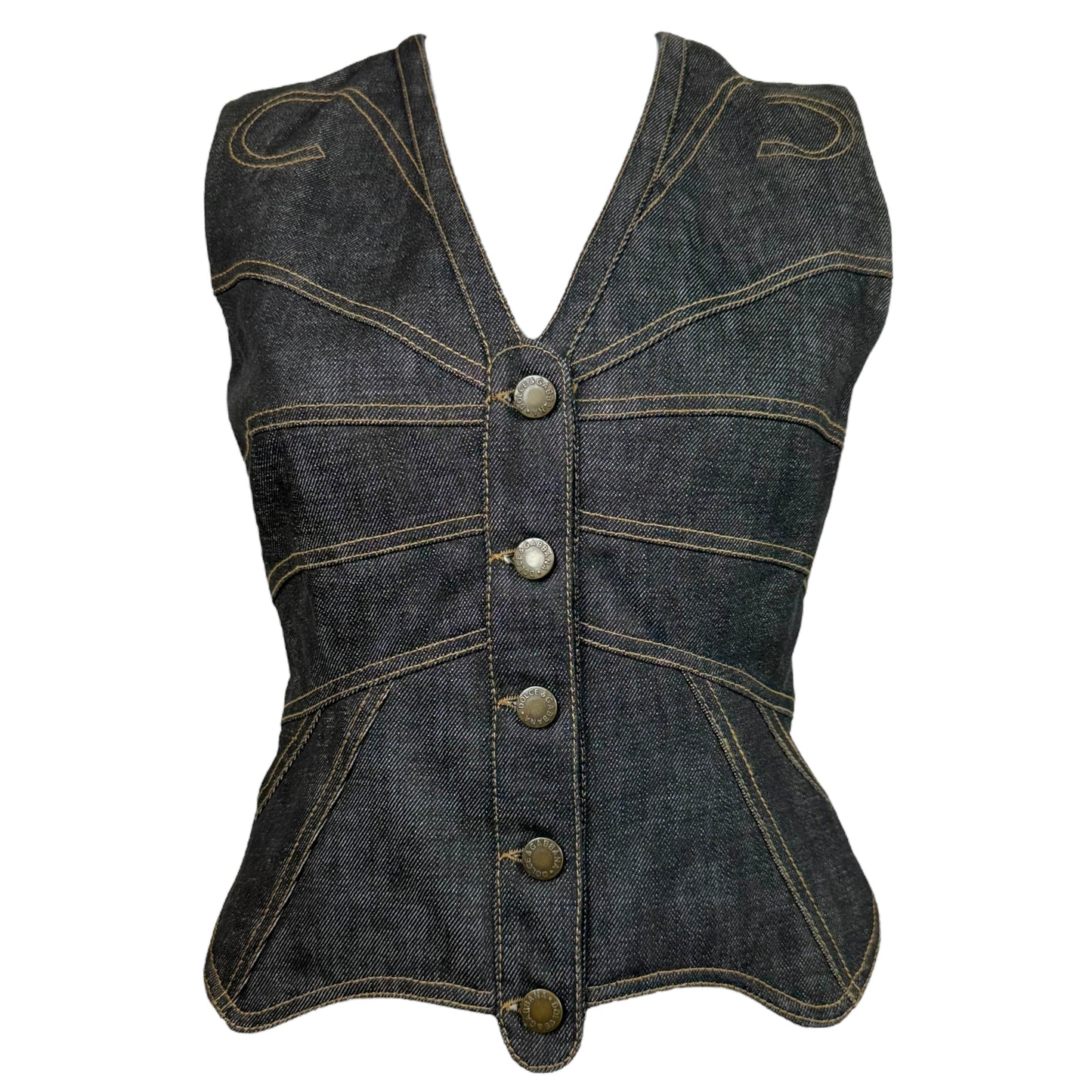 D&G Dolce & Gabbana Butterfly Denim Vest Top