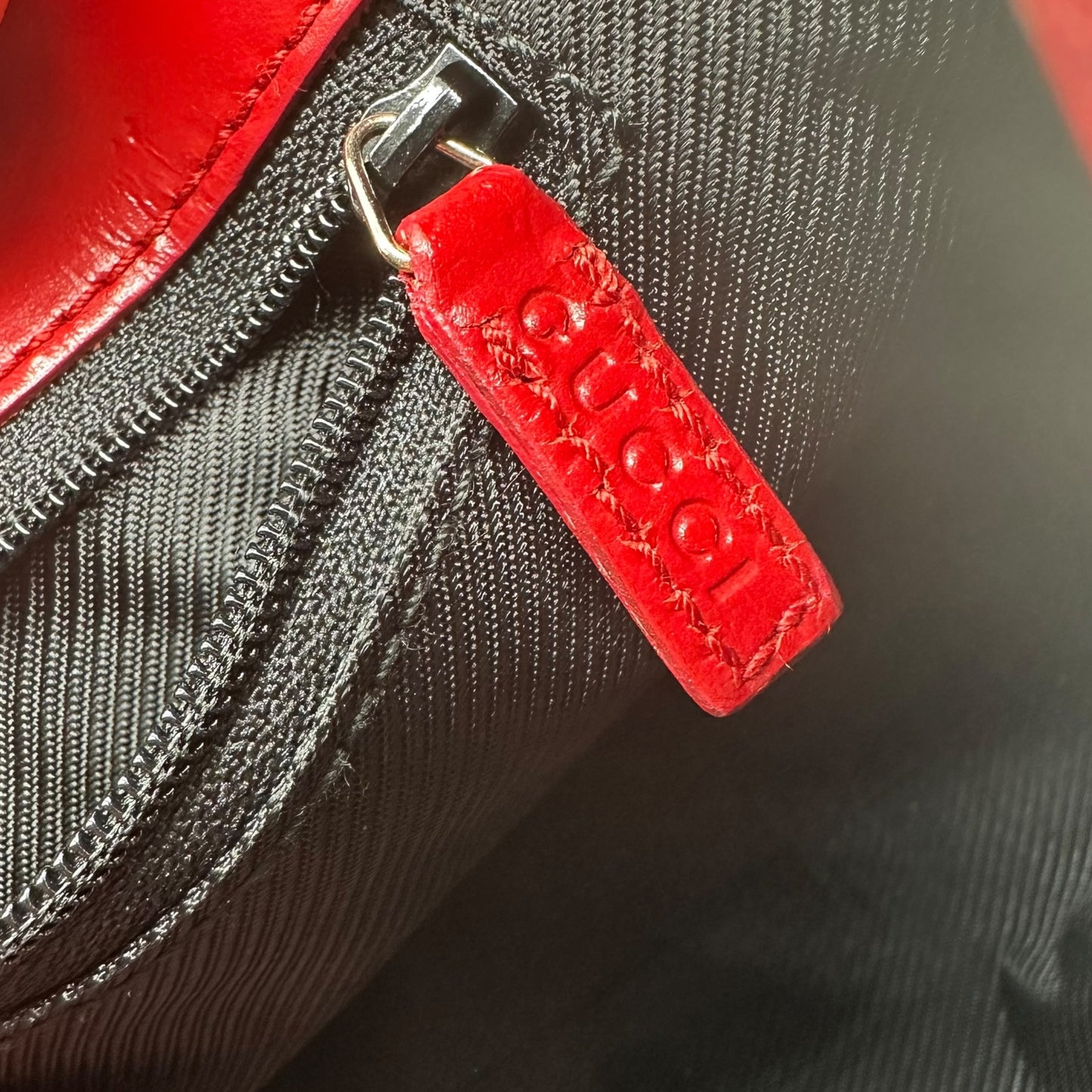Gucci Gray Monogram & Red Trim Mini Jackie Bag