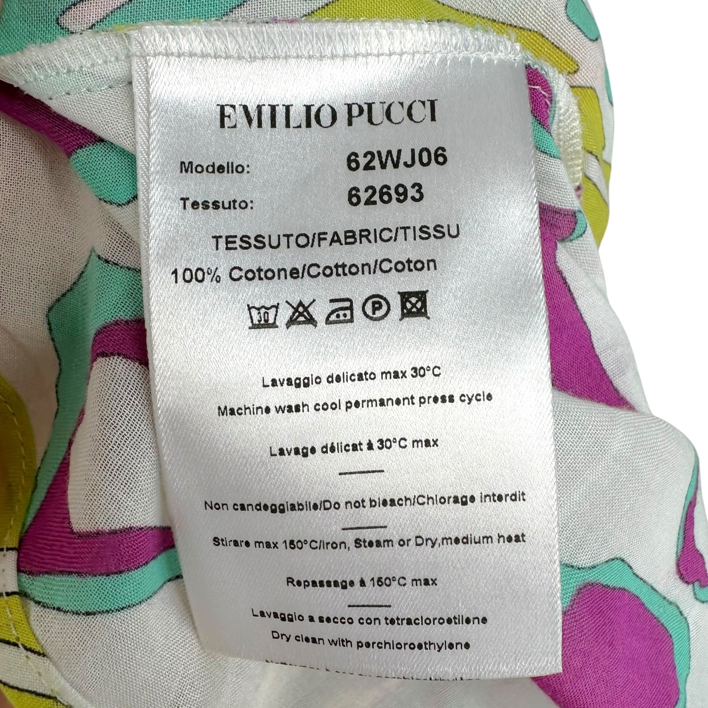 Emilio Pucci Turquoise & Pink Printed Semi-Sheer Blouse