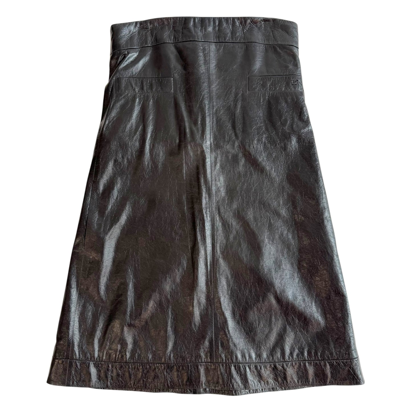 Chanel Black Lambskin Leather A-Line Mini Dress