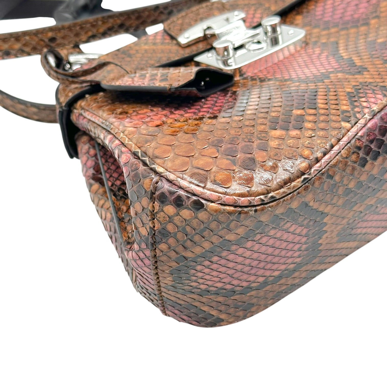 Gucci Python Bamboo Top Handle Lady Lock Bag