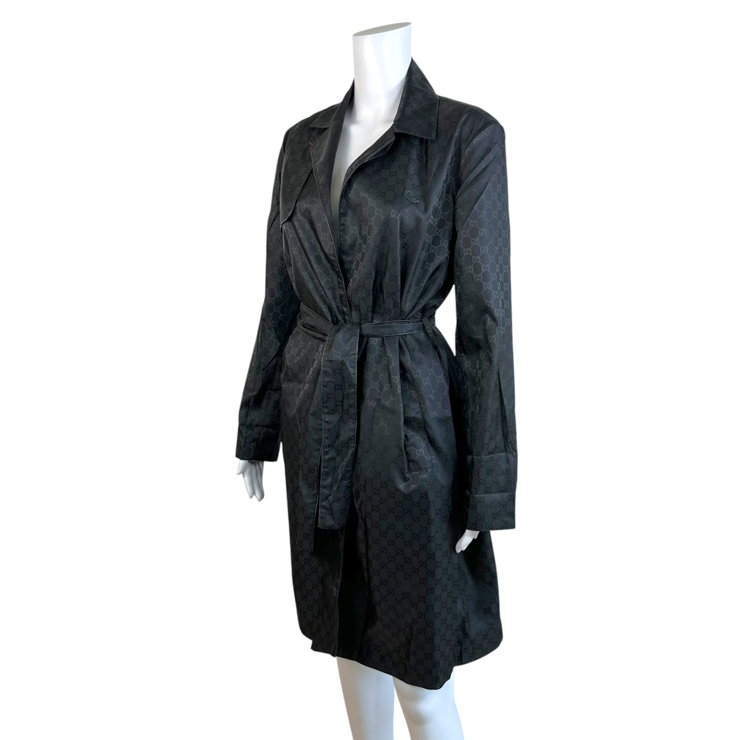 Gucci Trench Coat Black Logo Monogram Packable XS