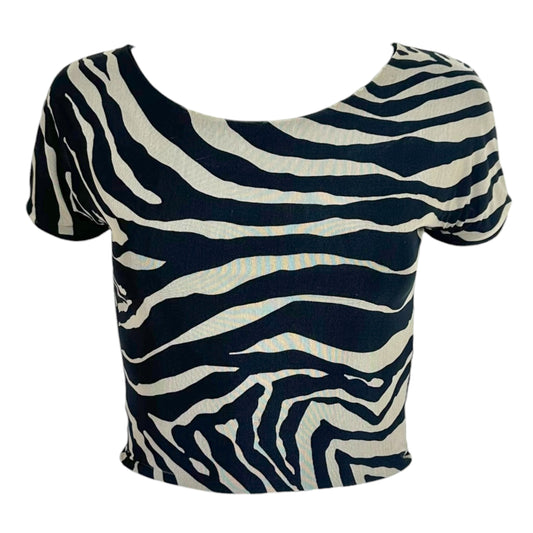 Dolce & Gabbana Mare Zebra Print Mesh Off-Shoulder Crop Top