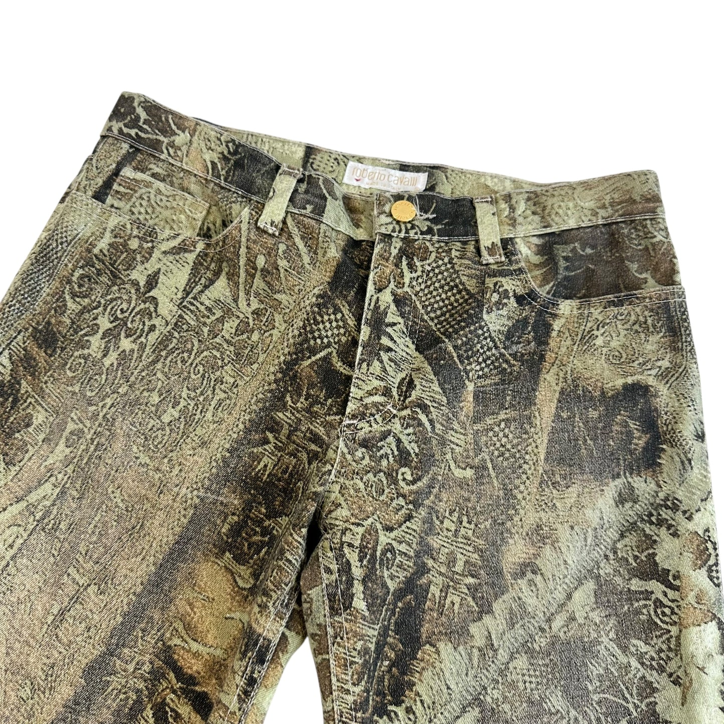Roberto Cavalli Green Damask Printed Jeans - Outfit Repeater
