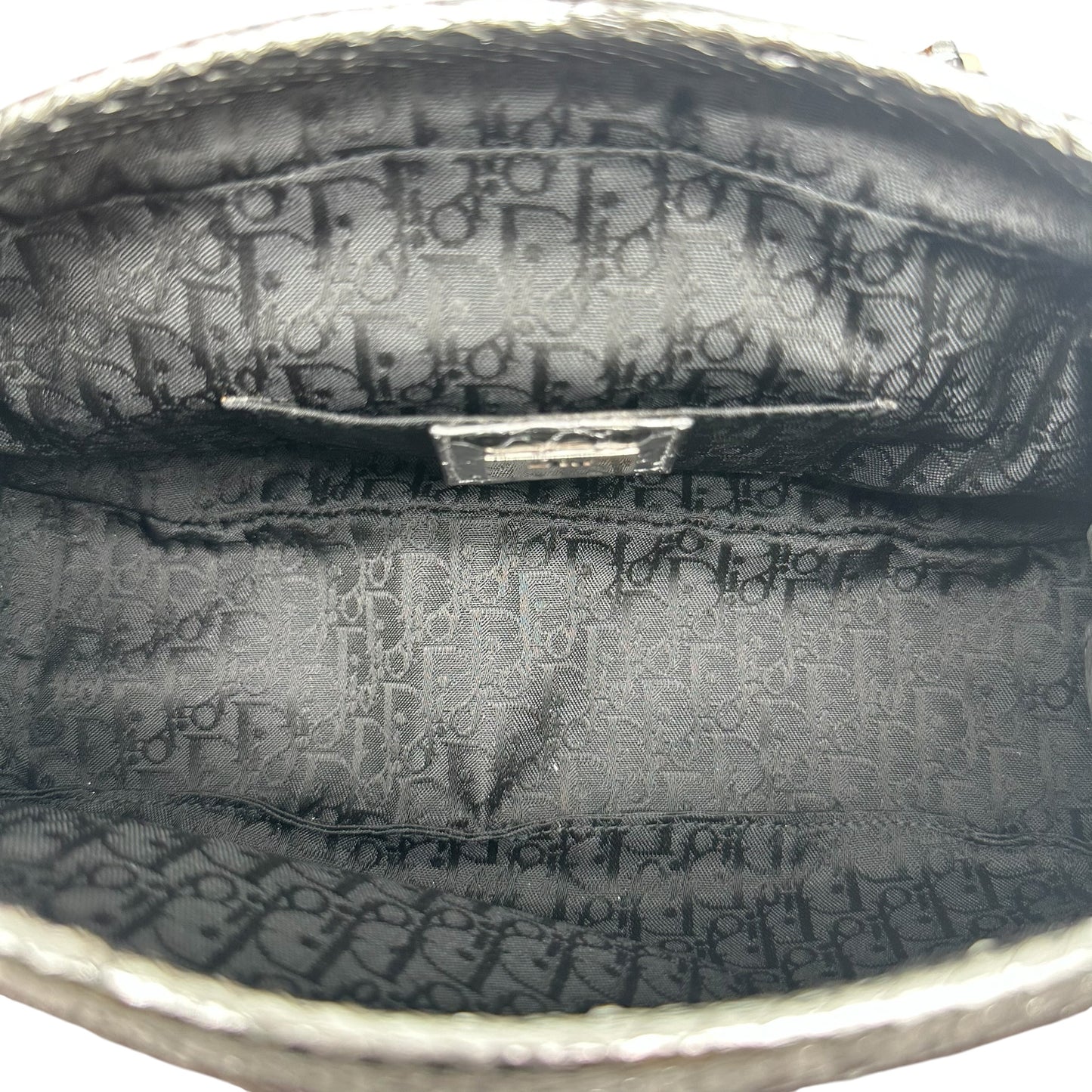 Christian Dior Limited Edition Silver Python & Beaded Suede Crossbody Bag