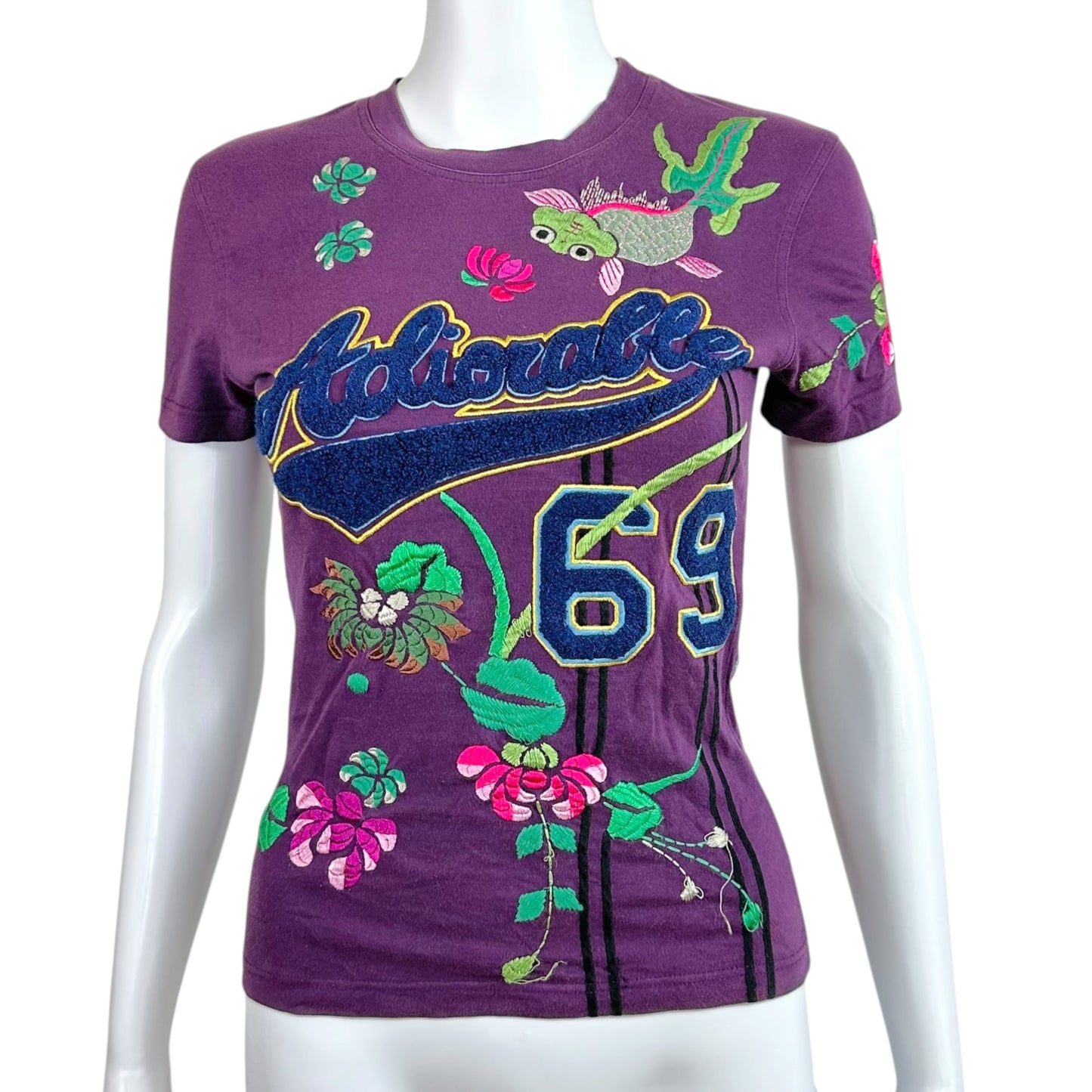 Christian Dior Purple Embroidered T-Shirt