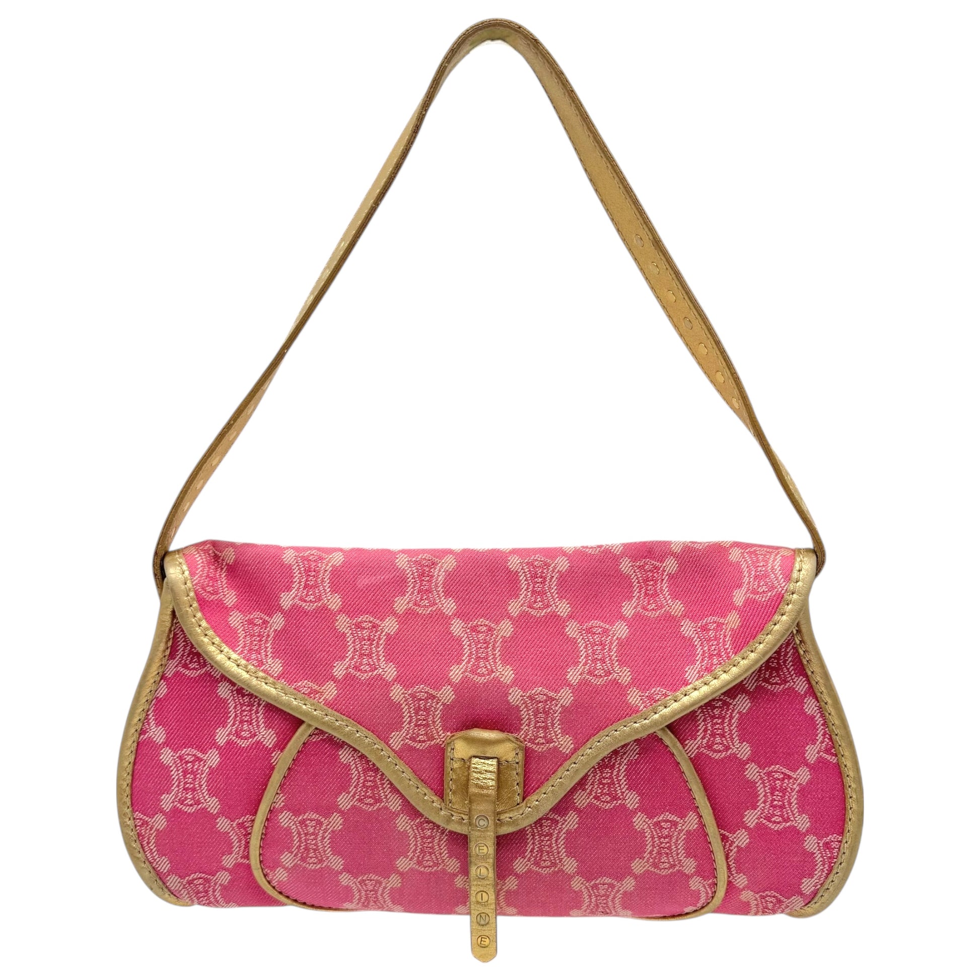 Celine Pink Denim Triomphe Monogram Poulbot Bag - Outfit Repeater