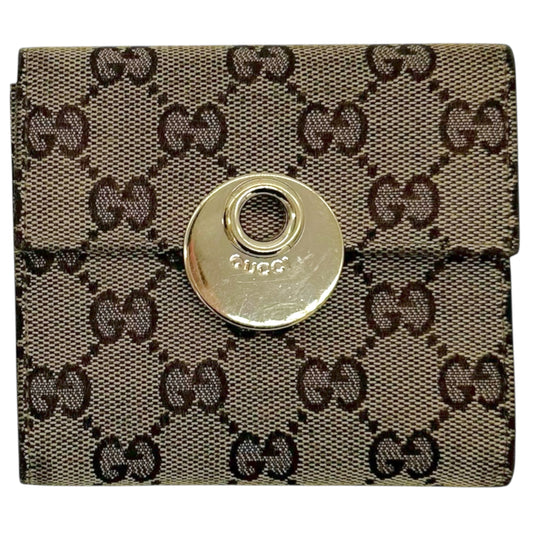 Gucci Tan Monogram Compact Wallet