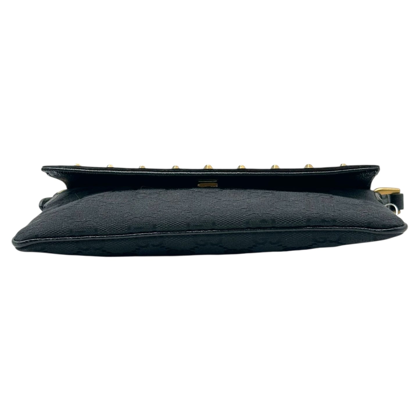 Gucci Black Monogram Gold Studded Mini Pochette Bag - Outfit Repeater