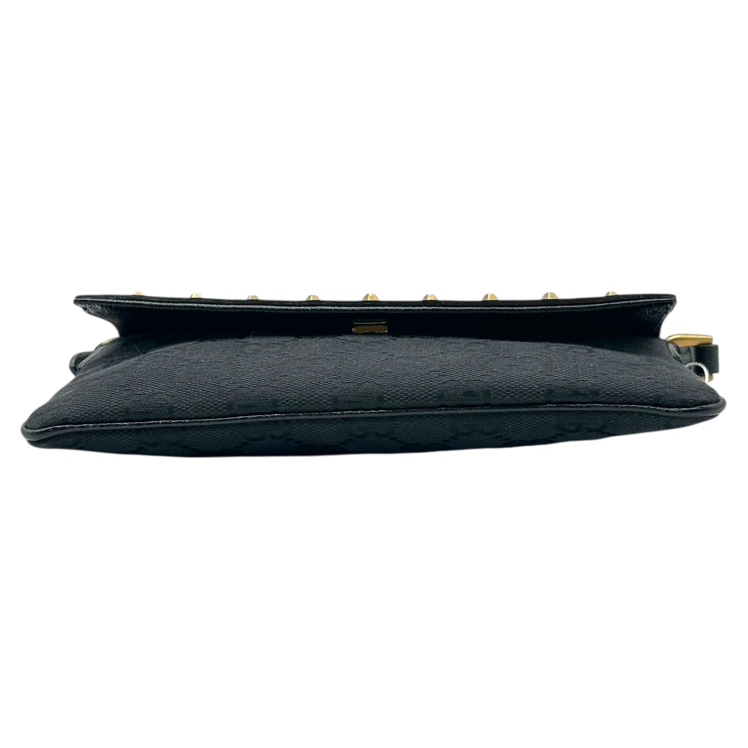 Gucci Black Monogram Gold Studded Mini Pochette Bag - Outfit Repeater