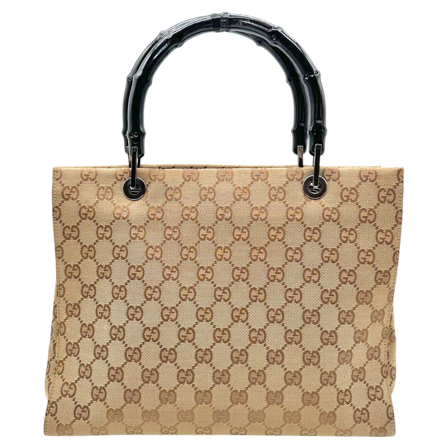 Gucci Tan Monogram Bamboo Handle Mini Tote Bag
