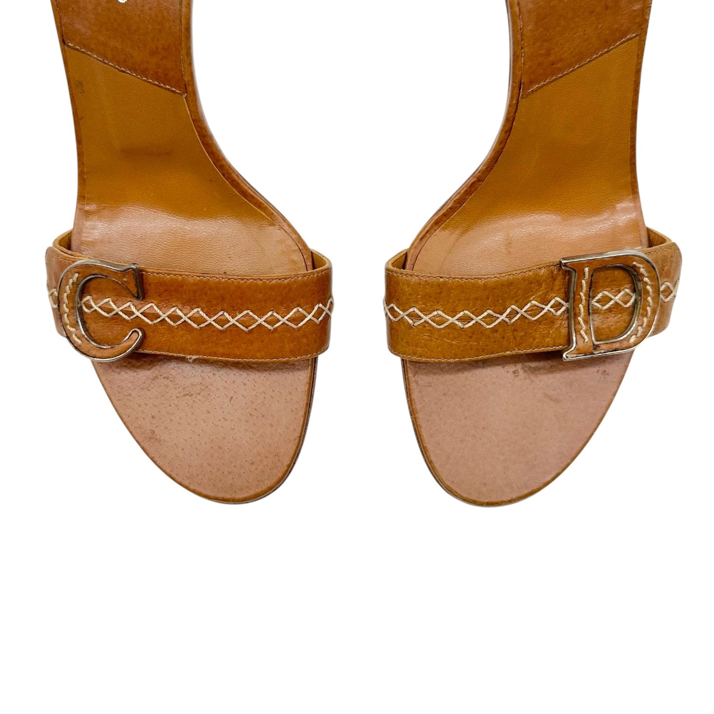 Christian Dior Tan Leather Heeled Mule Sandals