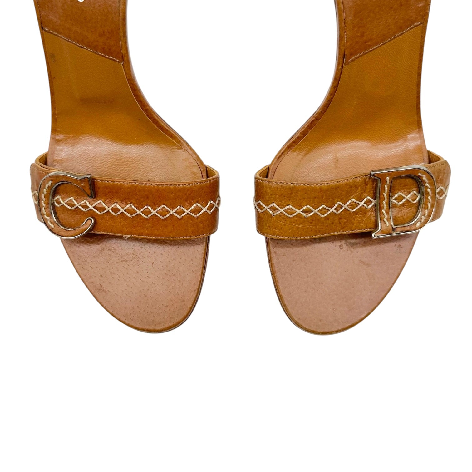Christian Dior Tan Leather Heeled Mule Sandals
