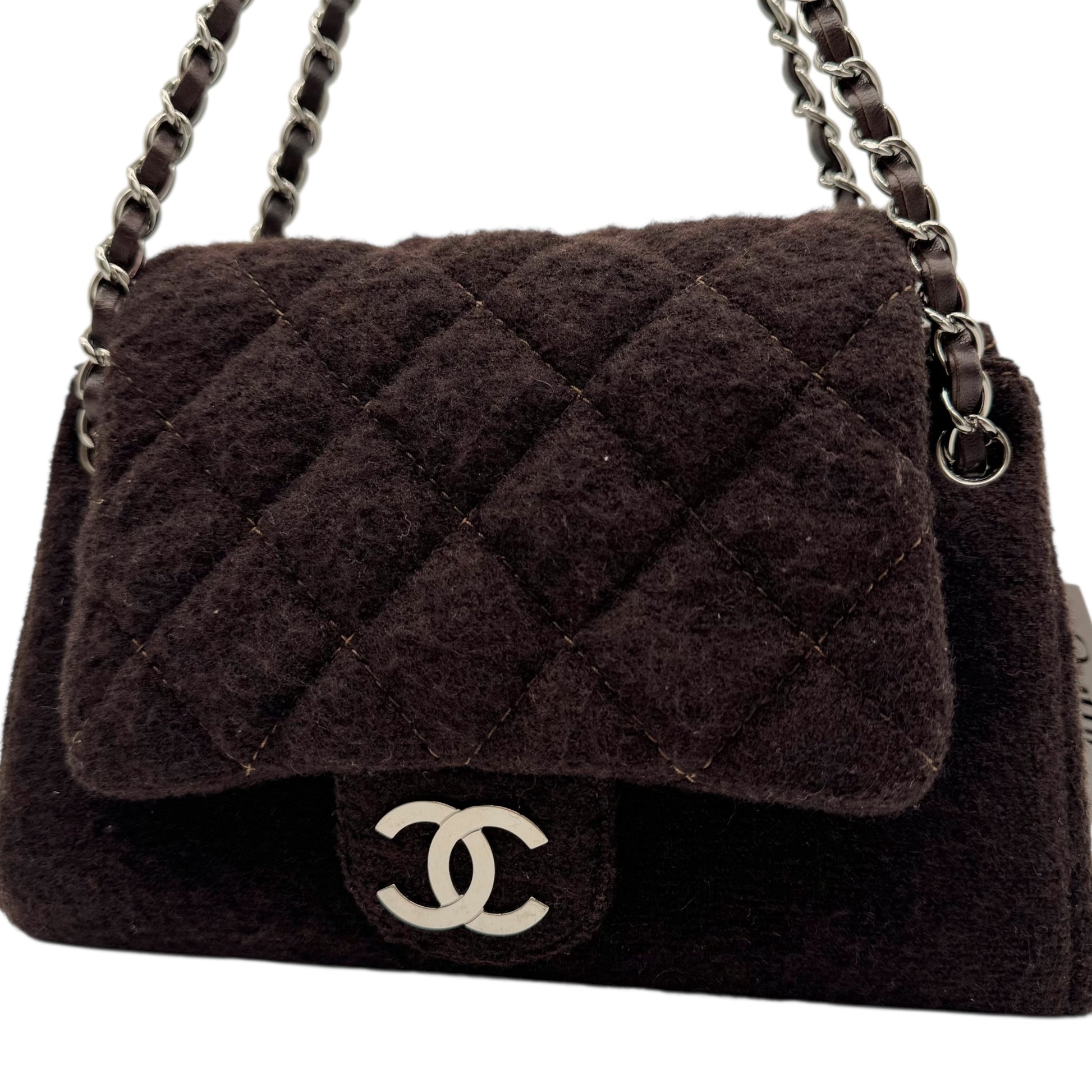 Chanel Brown Wool & Silver Hardware Matelasse Accordion Bag - Outfit Repeater