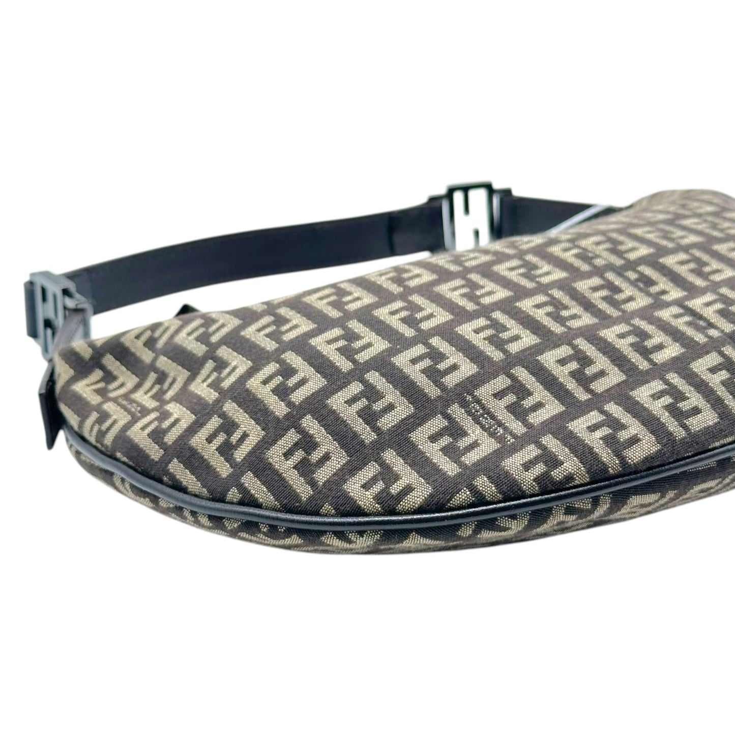 Fendi Brown & Tan Zucchino Monogram Crescent Shoulder Bag