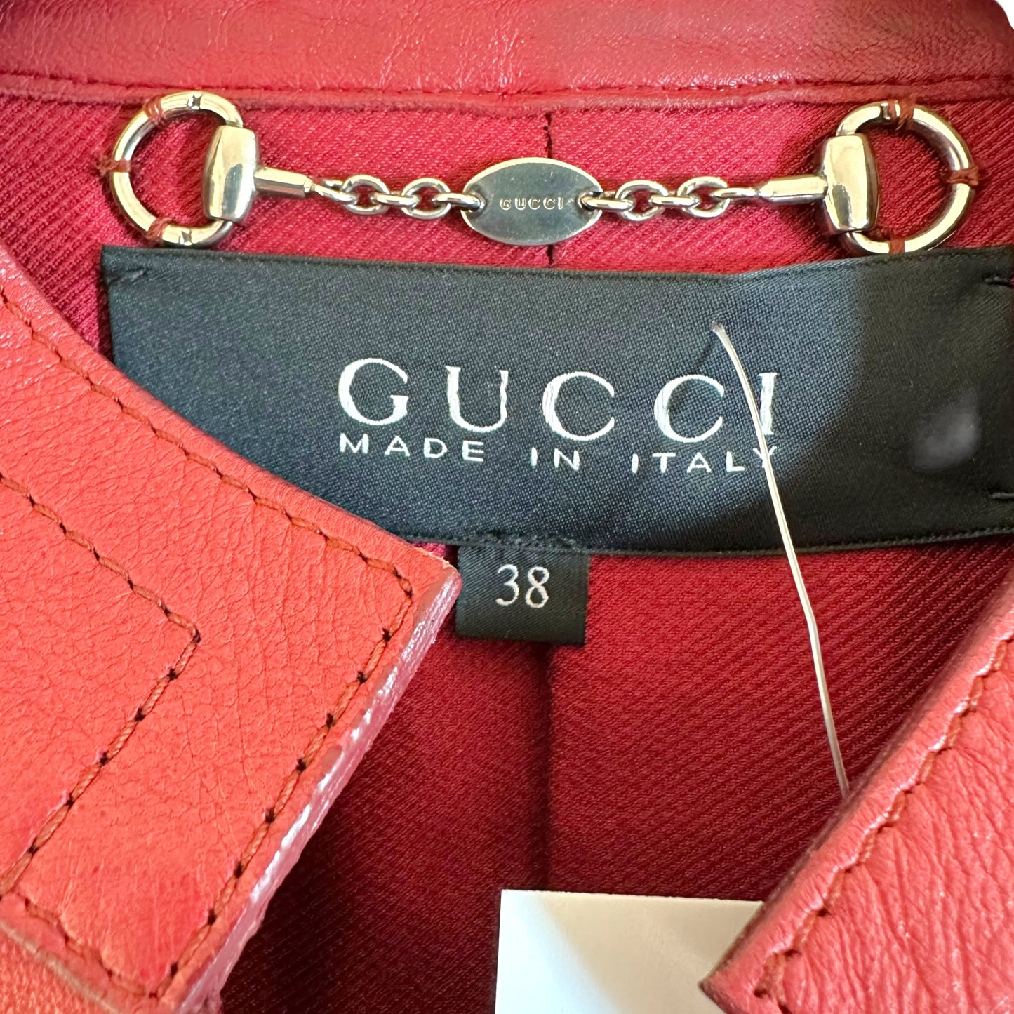 Gucci Burgundy Lambskin Leather Military Style Jacket