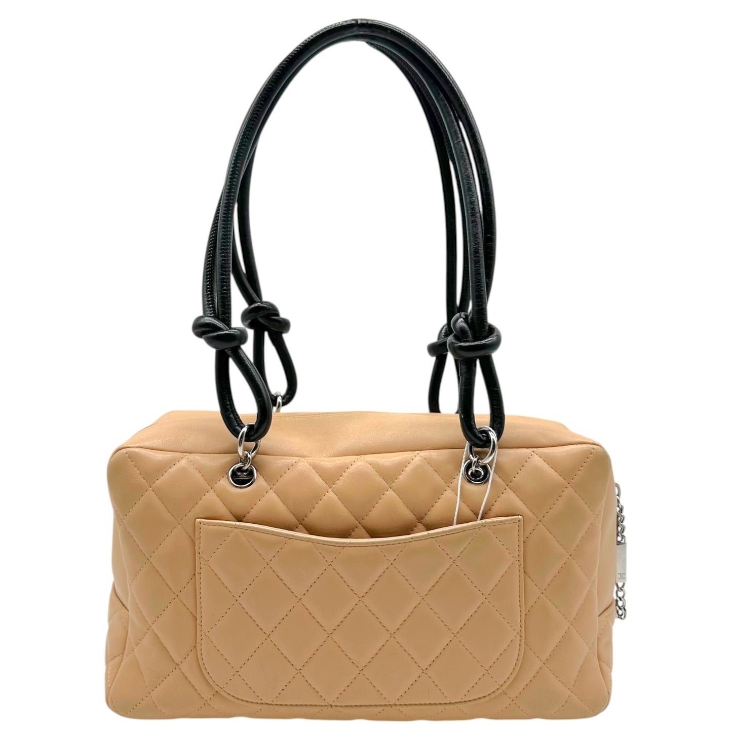 Chanel Bowler Bag Beige Black Matelasse Leather