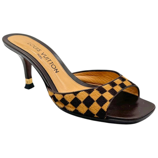 Louis Vuitton Ponyhair Brown Damier Kitten Heel Mules - Outfit Repeater