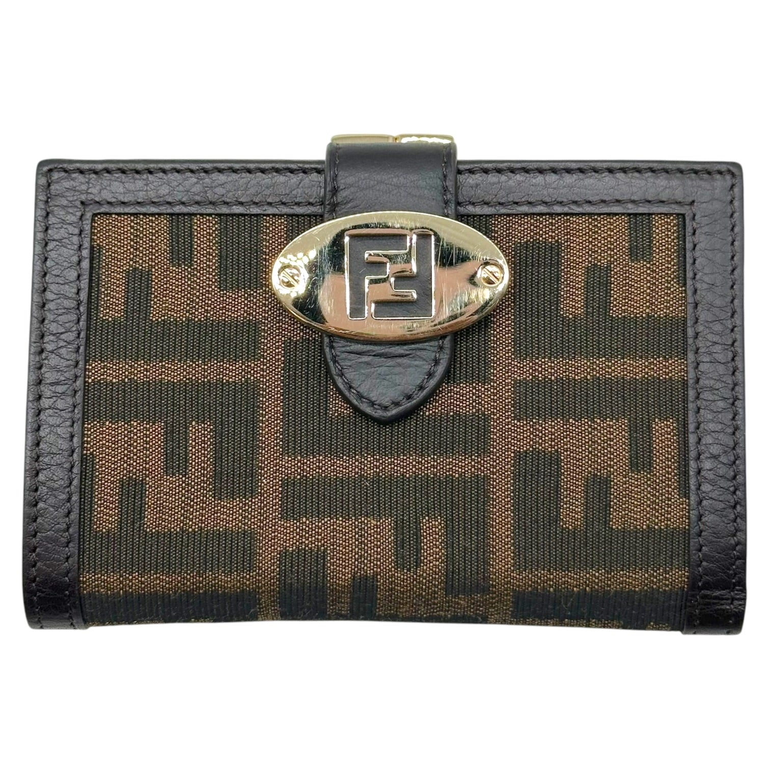 Fendi Brown Zucca Monogram Kisslock Wallet