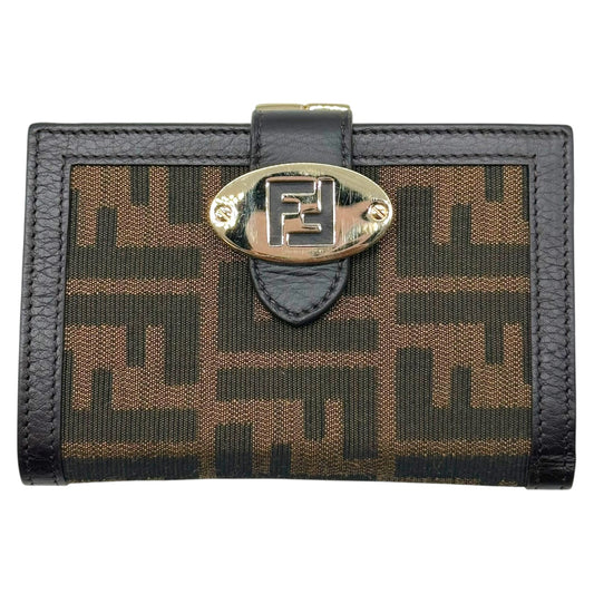 Fendi Brown Zucca Monogram Kisslock Wallet