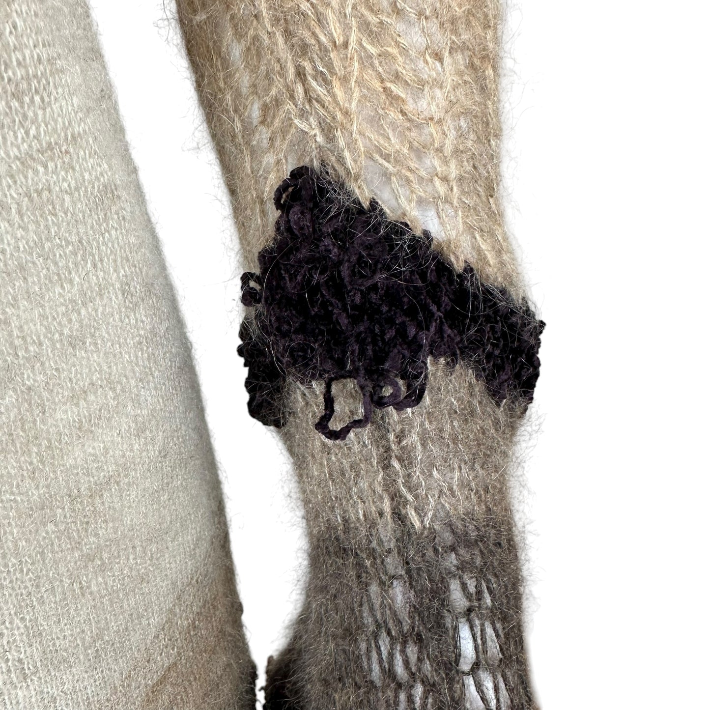 Jean Paul Gaultier Brown Patterned Open Knit Mohair Cardigan