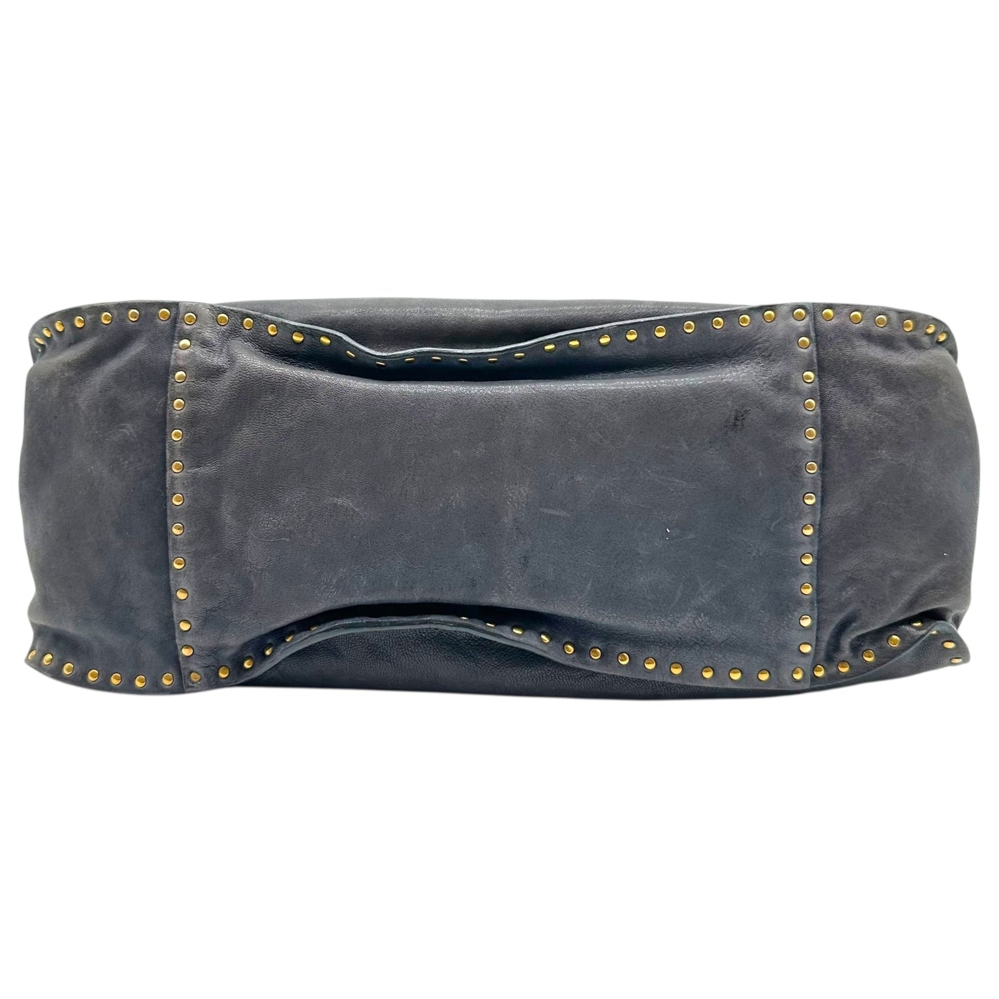 Miu Miu Gray & Brown Studded Leather Hobo Bag