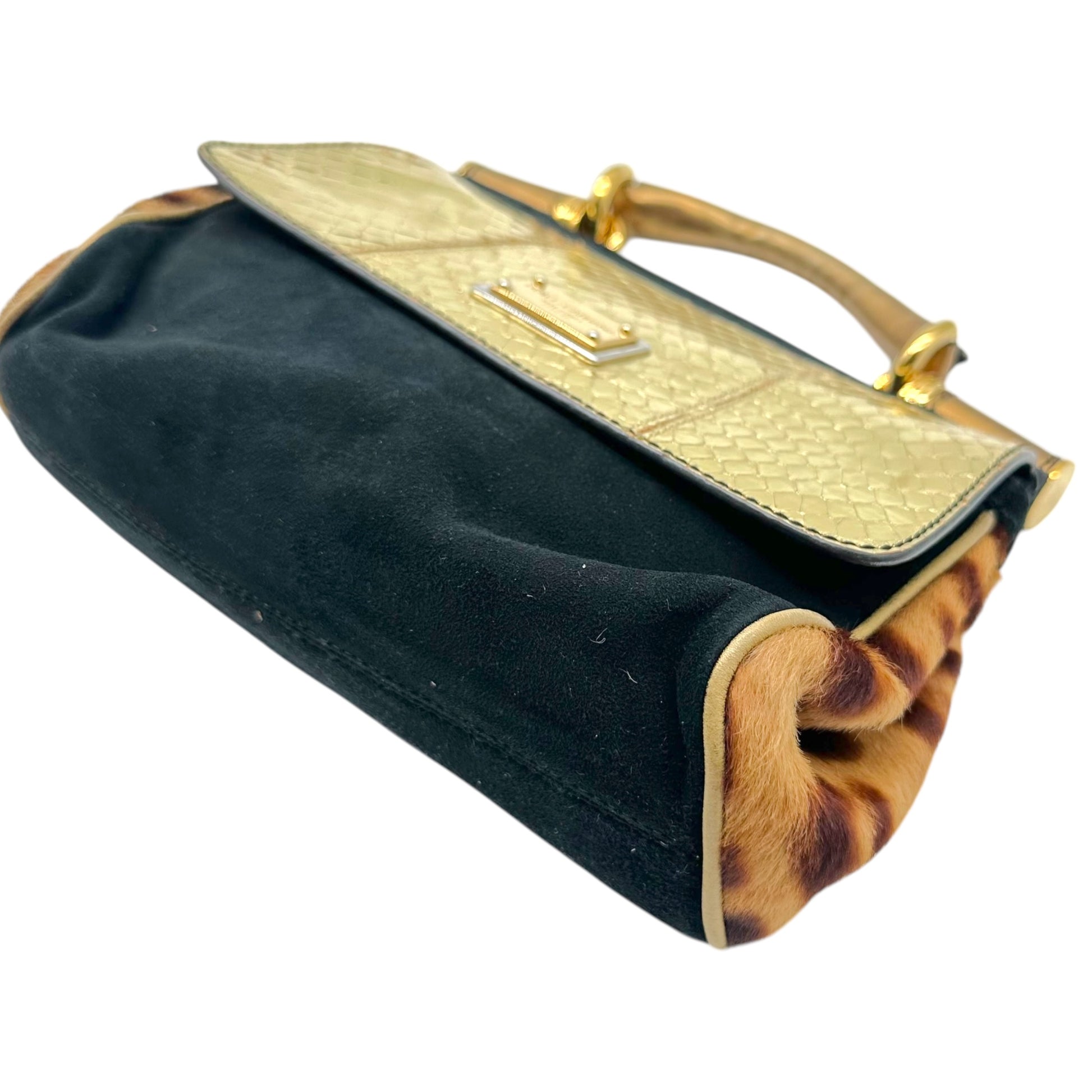 Dolce & Gabbana Mini Sicily Bag Leopard Ponyhair Gold Snakeskin