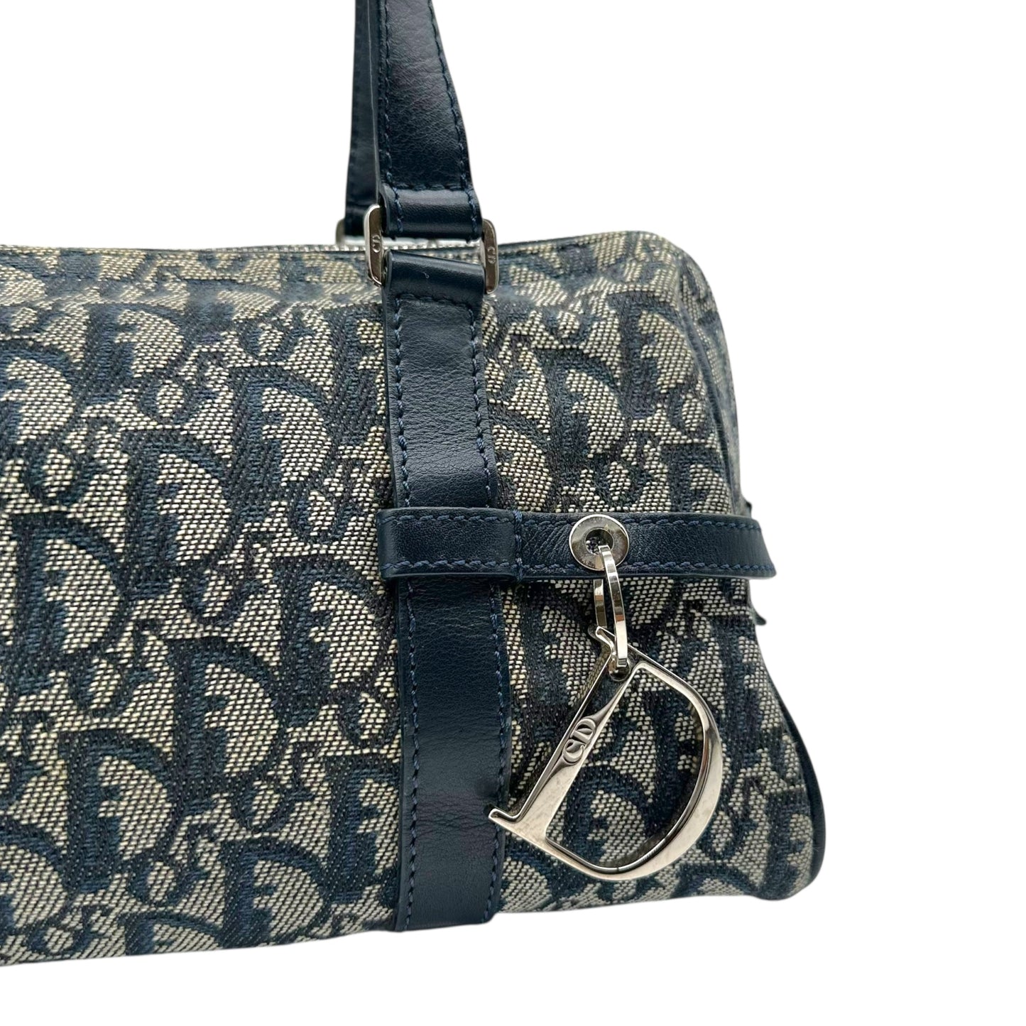 Christian Dior Navy Blue Trotter Monogram Logo Hardware Shoulder Bag