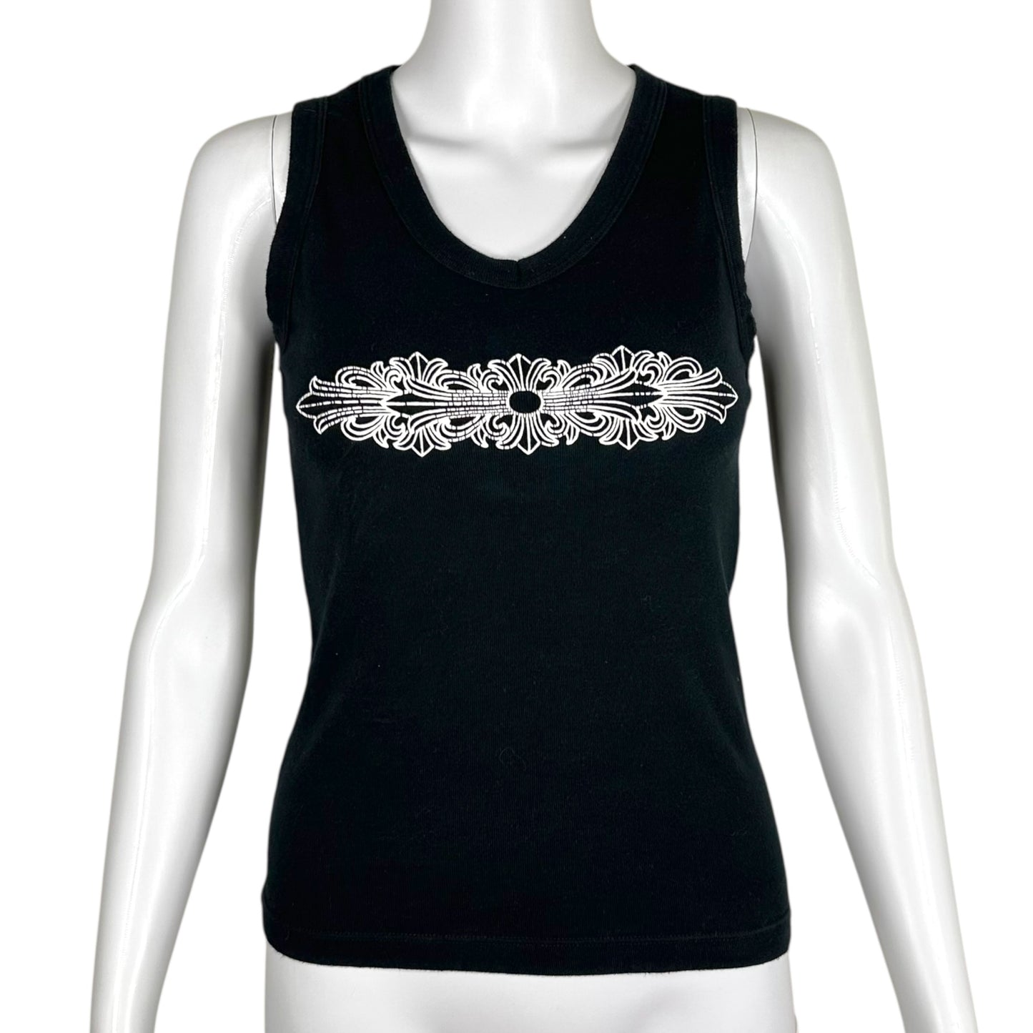 Chrome Hearts Black V-Neck Cross Graphic Tank Top