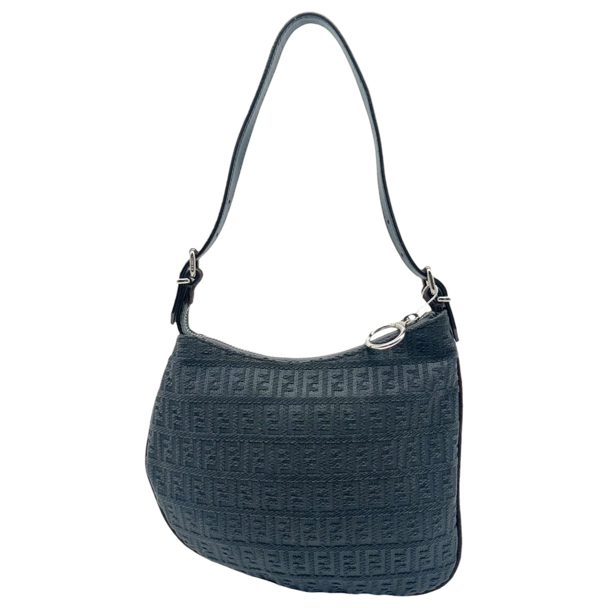 Fendi Small Oyster Bag Black Velour Zucchino Monogram